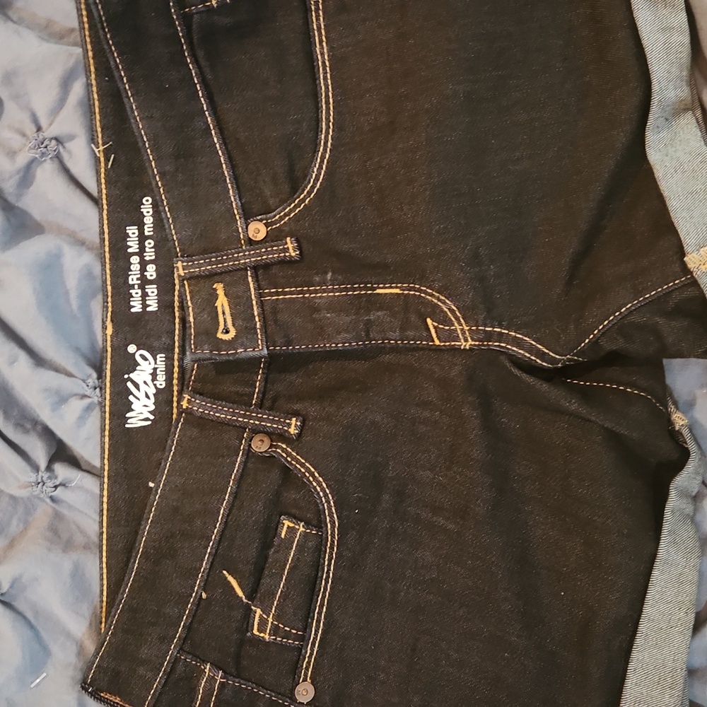 Massimo size 0 black denim super stretch shorts